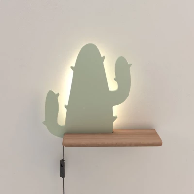 Detská LED nástenná lampička do zásuvky CACTUS 2 - 4W, 4000K (denná biela), zelená