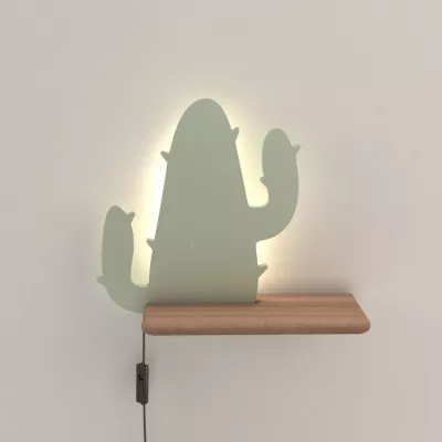 Detská LED nástenná lampička do zásuvky CACTUS 2 - 4W, 4000K (denná biela), zelená