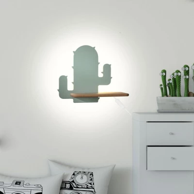 Detská LED nástenná lampička do zásuvky CACTUS 1 - 4W, 4000K (denná biela), zelená
