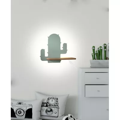 Detská LED nástenná lampička do zásuvky CACTUS 1 - 4W, 4000K (denná biela), zelená