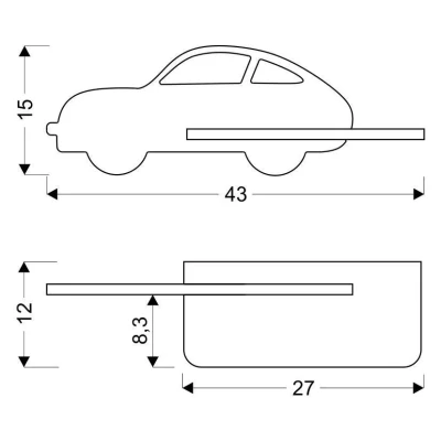 Detské LED nástenné svietidlo do zásuvky CAR 1 - 5W, 4000K (denná biela), mätové