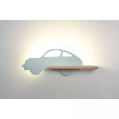 Nástenné LED svetlo s poličkou do detskej izby CAR 4 - 5W, 4000K (denná biela), mätové