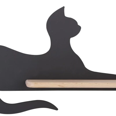 Detská nástenná LED lampa s poličkou CAT - 5W, 4000K (denná biela), čierna