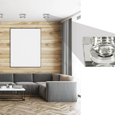 Set 3x zápustné LED stropné svetlo CLARKSTON - 3xGU10, 3W, 3000K (teplá biela), chrómované / číre