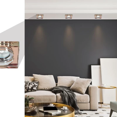 Set 3x zápustné LED stropné svetlo CLARKSTON - 3xGU10, 3W, 3000K (teplá biela), chrómované / hnedé
