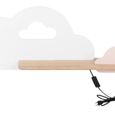 Detské nástenné LED svetlo do zásuvky CLOUD - 5W, 4000K (denná biela), biele / ružové