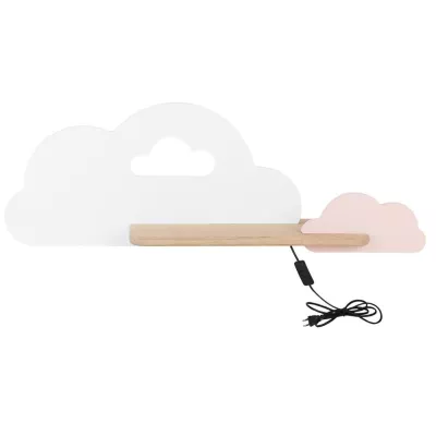 Detské nástenné LED svetlo do zásuvky CLOUD - 5W, 4000K (denná biela), biele / ružové