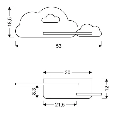 Detské nástenné LED svetlo do zásuvky CLOUD - 5W, 4000K (denná biela), biele / ružové