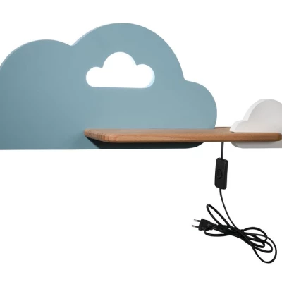 Detské nástenné LED svetlo do zásuvky CLOUD - 5W, 4000K (denná biela), modré / biele