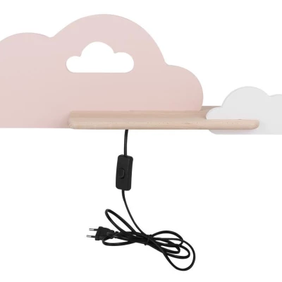Detské nástenné LED svetlo do zásuvky CLOUD - 5W, 4000K (denná biela), ružové / biele