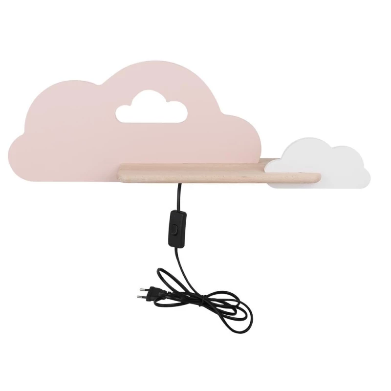 Detské nástenné LED svetlo do zásuvky CLOUD - 5W, 4000K (denná biela), ružové / biele