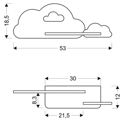 Detské nástenné LED svetlo do zásuvky CLOUD - 5W, 4000K (denná biela), ružové / biele