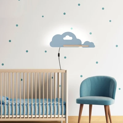 Detské nástenné LED svetlo do zásuvky CLOUD - 5W, 4000K (denná biela), modré