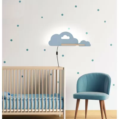 Detské nástenné LED svetlo do zásuvky CLOUD - 5W, 4000K (denná biela), modré