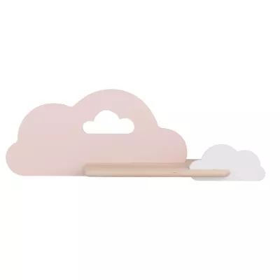 Detské nástenné LED svietidlo s poličkou CLOUD - 5W, 4000K (denná biela), ružové / biele