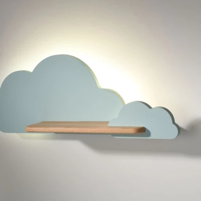 Detské nástenné LED svietidlo s poličkou CLOUD - 5W, 4000K (denná biela), modrá