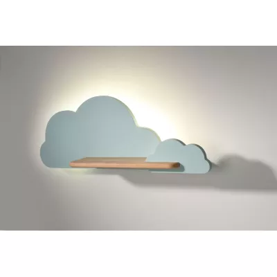 Detské nástenné LED svietidlo s poličkou CLOUD - 5W, 4000K (denná biela), modrá