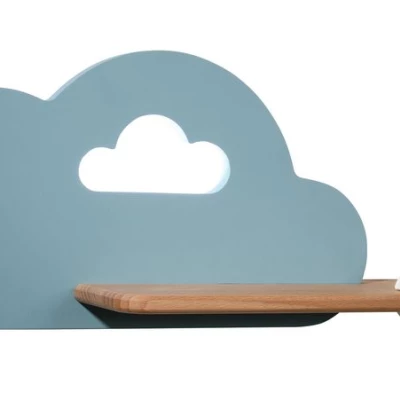 Detské nástenné LED svietidlo s poličkou CLOUD - 5W, 4000K (denná biela), modrá / biela