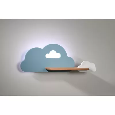 Detské nástenné LED svietidlo s poličkou CLOUD - 5W, 4000K (denná biela), modrá / biela