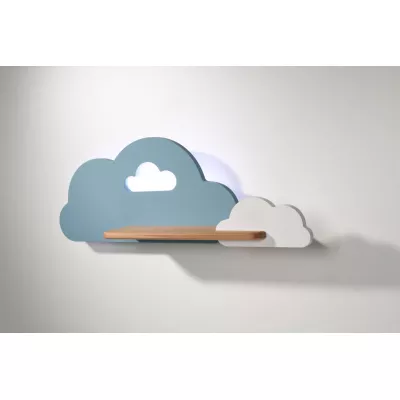 Detské nástenné LED svietidlo s poličkou CLOUD - 5W, 4000K (denná biela), modrá / biela
