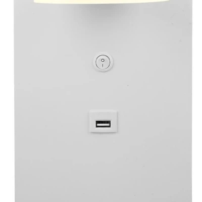 Nástenné LED svetlo s policou a USB vstupom COMPACT, 4W, 4000K (denná biela), biele