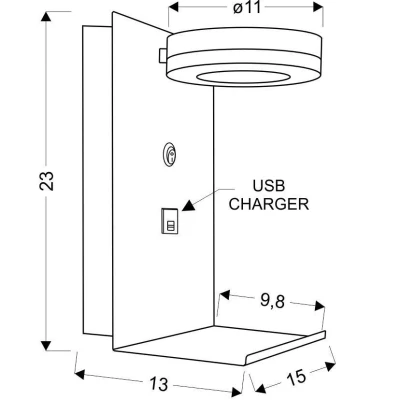 Nástenné LED svetlo s policou a USB vstupom COMPACT, 4W, 4000K (denná biela), biele
