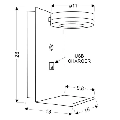 Nástenné LED svetlo s policou a USB vstupom COMPACT, 4W, 4000K (denná biela), biele