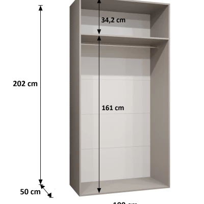 Úzka zrkadlová skriňa 100 cm ELIRA 2 - biela / kašmírový úchyt