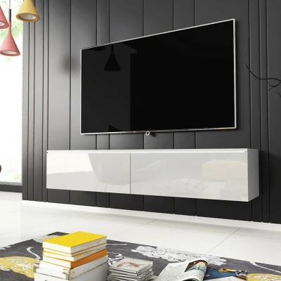 TV stolík CERIEE 140 - biely / biely lesk