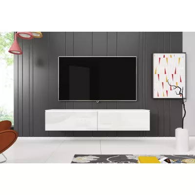 TV stolík CERIEE 140 - biely / biely lesk