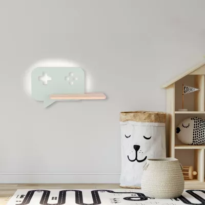 Detské nástenné LED svietidlo do zásuvky CONSOLE - 5W, 4000K (denná biela), mätové / hnedé
