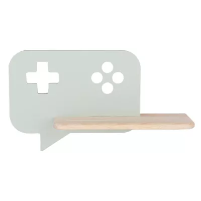 Detské nástenné LED svietidlo s poličkou CONSOLE - 5W, 4000K (denná biela), mätové / hnedé