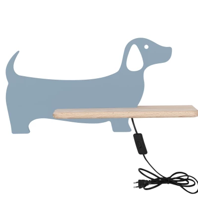 Detská LED nástenná lampička do zásuvky DOG - 5W, 4000K (denná biela), modrá