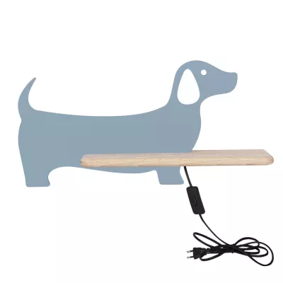 Detská LED nástenná lampička do zásuvky DOG - 5W, 4000K (denná biela), modrá