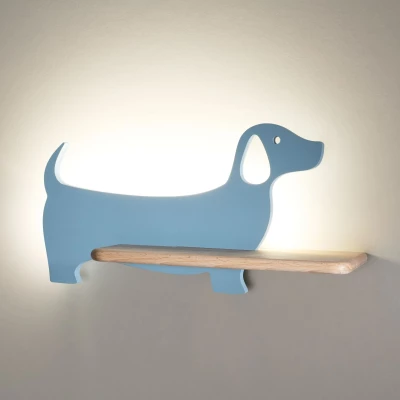Detská LED nástenná lampička do zásuvky DOG - 5W, 4000K (denná biela), modrá