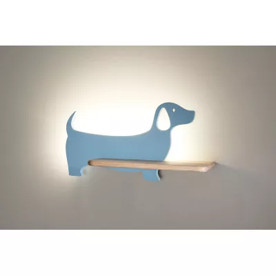Detská LED nástenná lampička do zásuvky DOG - 5W, 4000K (denná biela), modrá