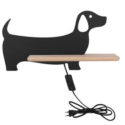 Detská LED nástenná lampička do zásuvky DOG - 5W, 4000K (denná biela), čierna