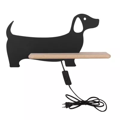 Detská LED nástenná lampička do zásuvky DOG - 5W, 4000K (denná biela), čierna