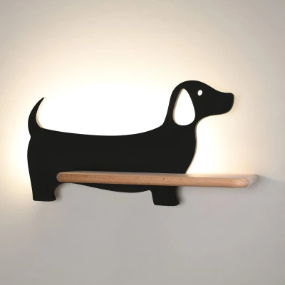 Detská LED nástenná lampička do zásuvky DOG - 5W, 4000K (denná biela), čierna