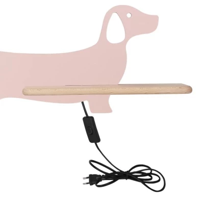 Detská LED nástenná lampička do zásuvky DOG - 5W, 4000K (denná biela), ružová