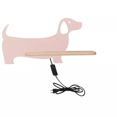 Detská LED nástenná lampička do zásuvky DOG - 5W, 4000K (denná biela), ružová