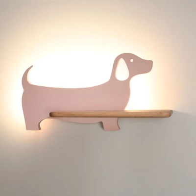 Detská LED nástenná lampička do zásuvky DOG - 5W, 4000K (denná biela), ružová