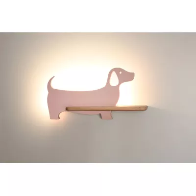 Detská LED nástenná lampička do zásuvky DOG - 5W, 4000K (denná biela), ružová
