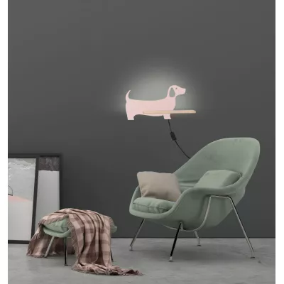 Detská LED nástenná lampička do zásuvky DOG - 5W, 4000K (denná biela), ružová