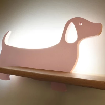 Nástenná lampička do detskej izby DOG - 5W, 4000K (denná biela), ružová