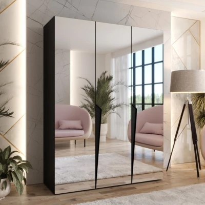 Elegantná zrkadlová skriňa 150 cm SORAYA 3 - čierna / čierne úchyty
