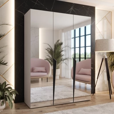 Elegantná zrkadlová skriňa 150 cm SORAYA 3 - kašmír / čierne úchyty
