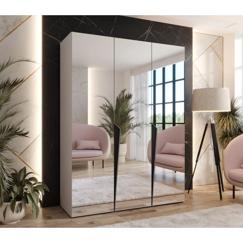 Elegantná zrkadlová skriňa 150 cm SORAYA 3 - kašmír / čierne úchyty