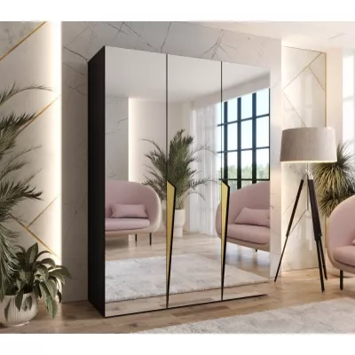 Elegantná zrkadlová skriňa 150 cm SORAYA 3 - čierna / zlaté úchyty