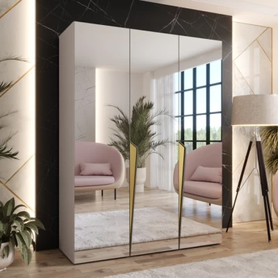 Elegantná zrkadlová skriňa 150 cm SORAYA 3 - kašmír / zlaté úchyty